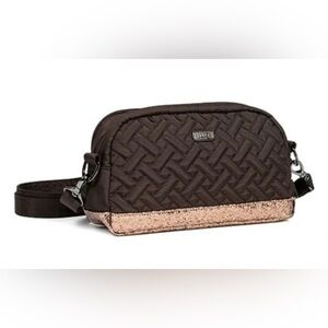 LUG RFID Punter Crossbody Purse Bronze Glitter & Chocolate Brown
